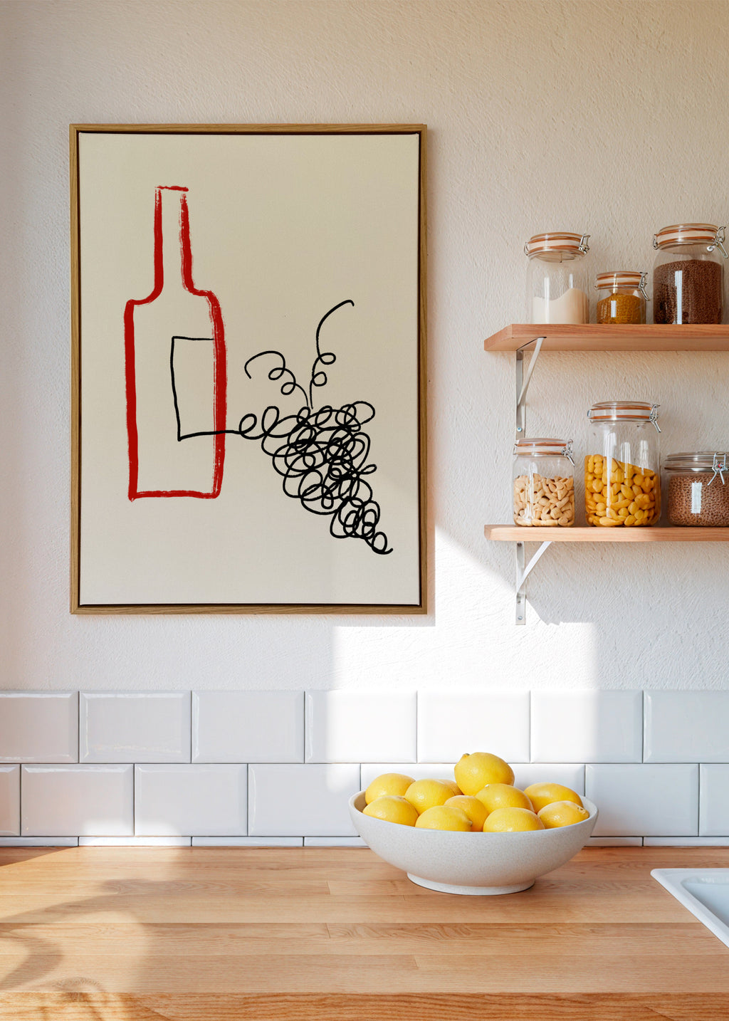 Good Wine - Framed canvas in an interior
