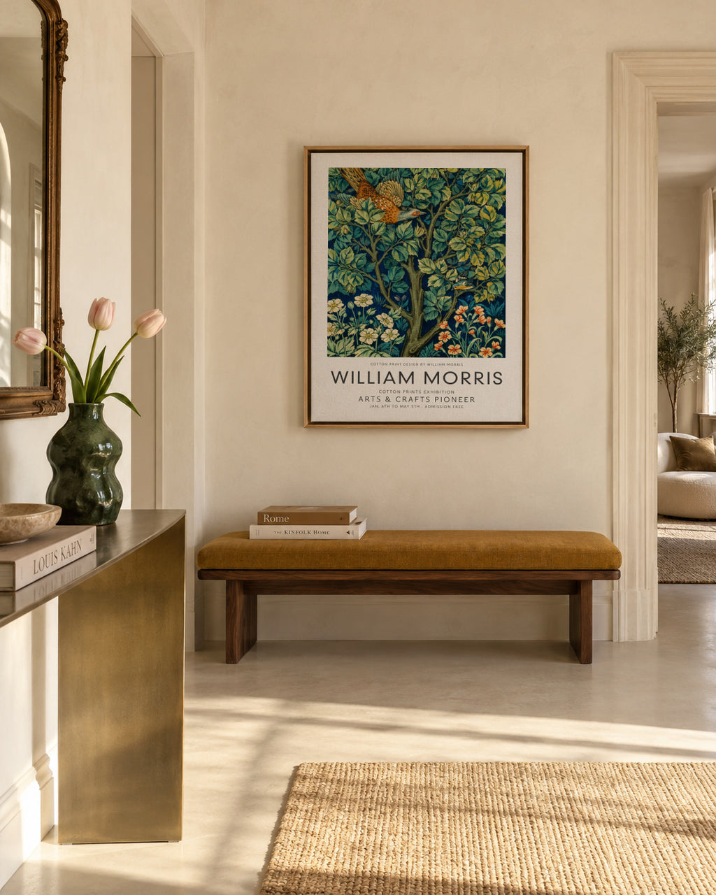 William Morris Cock Pheasant - Framed canvas in an interior
