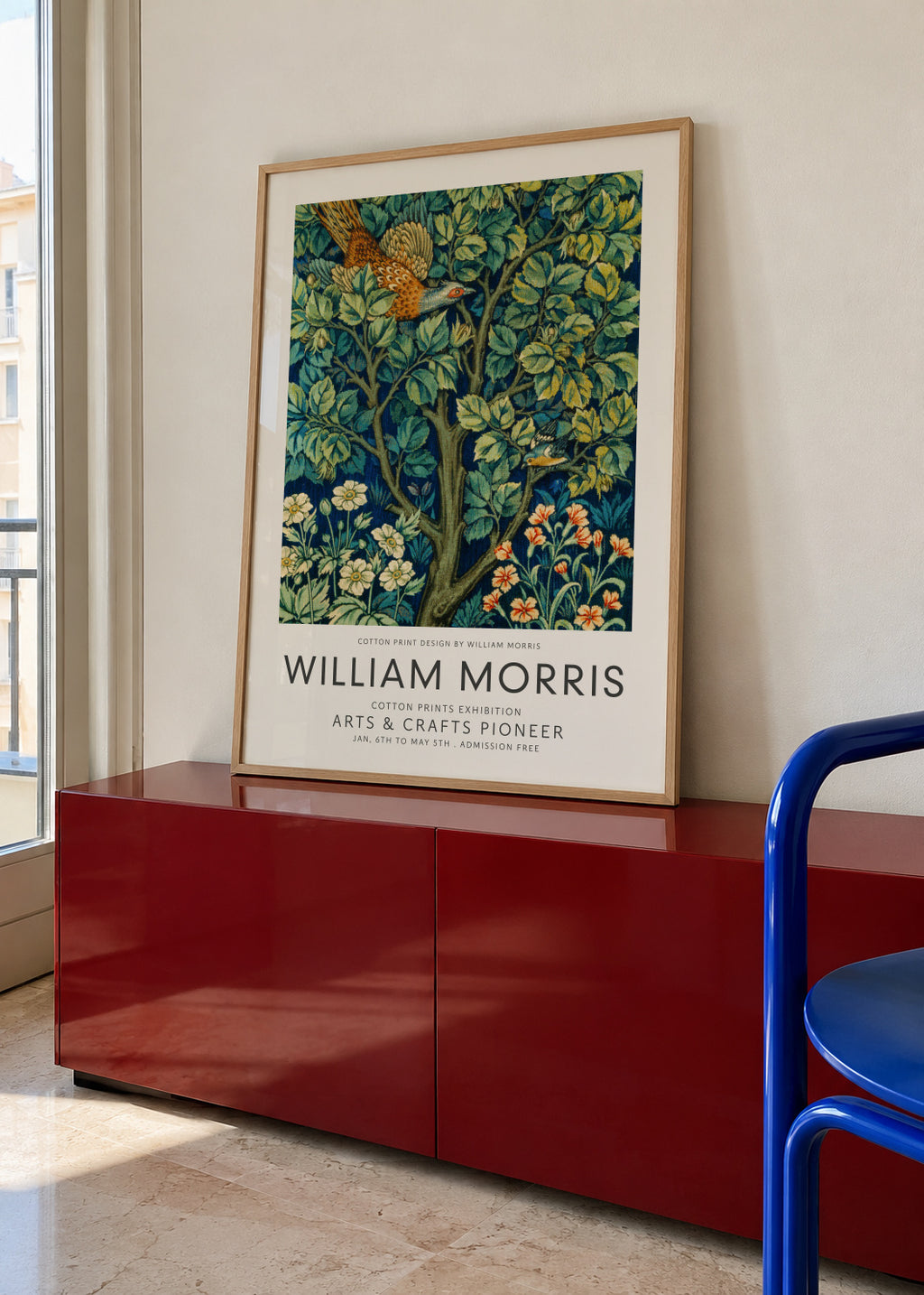 William Morris Cock Pheasant - Framed poster in an interior
