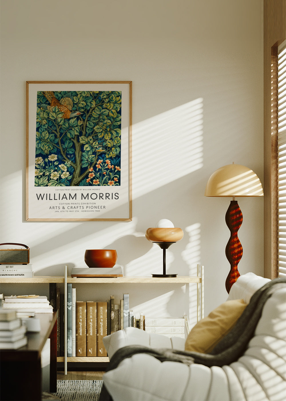 William Morris Cock Pheasant - Framed poster in an interior