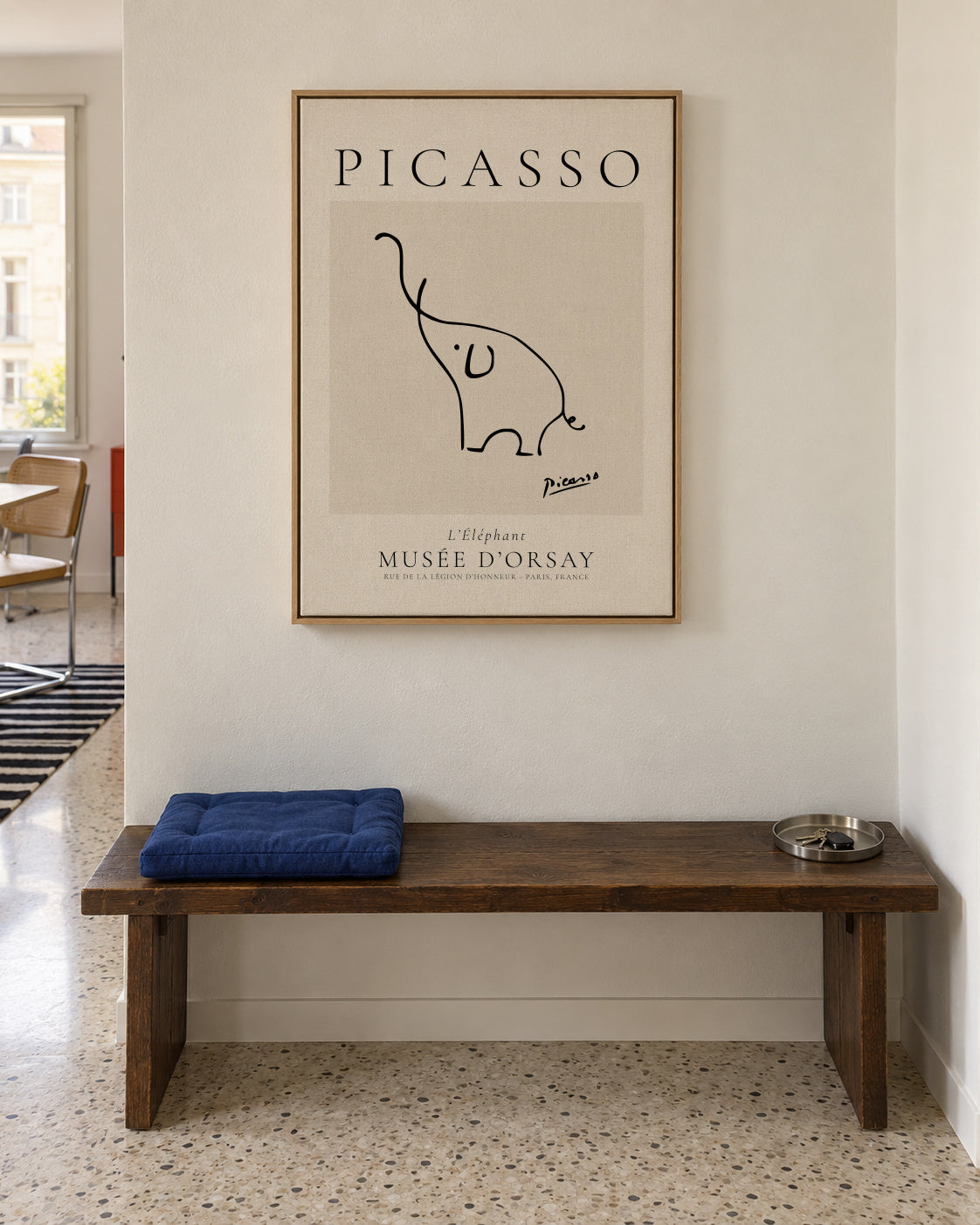 Pablo Picasso Animals Drawings the elephant - Framed canvas in an interior