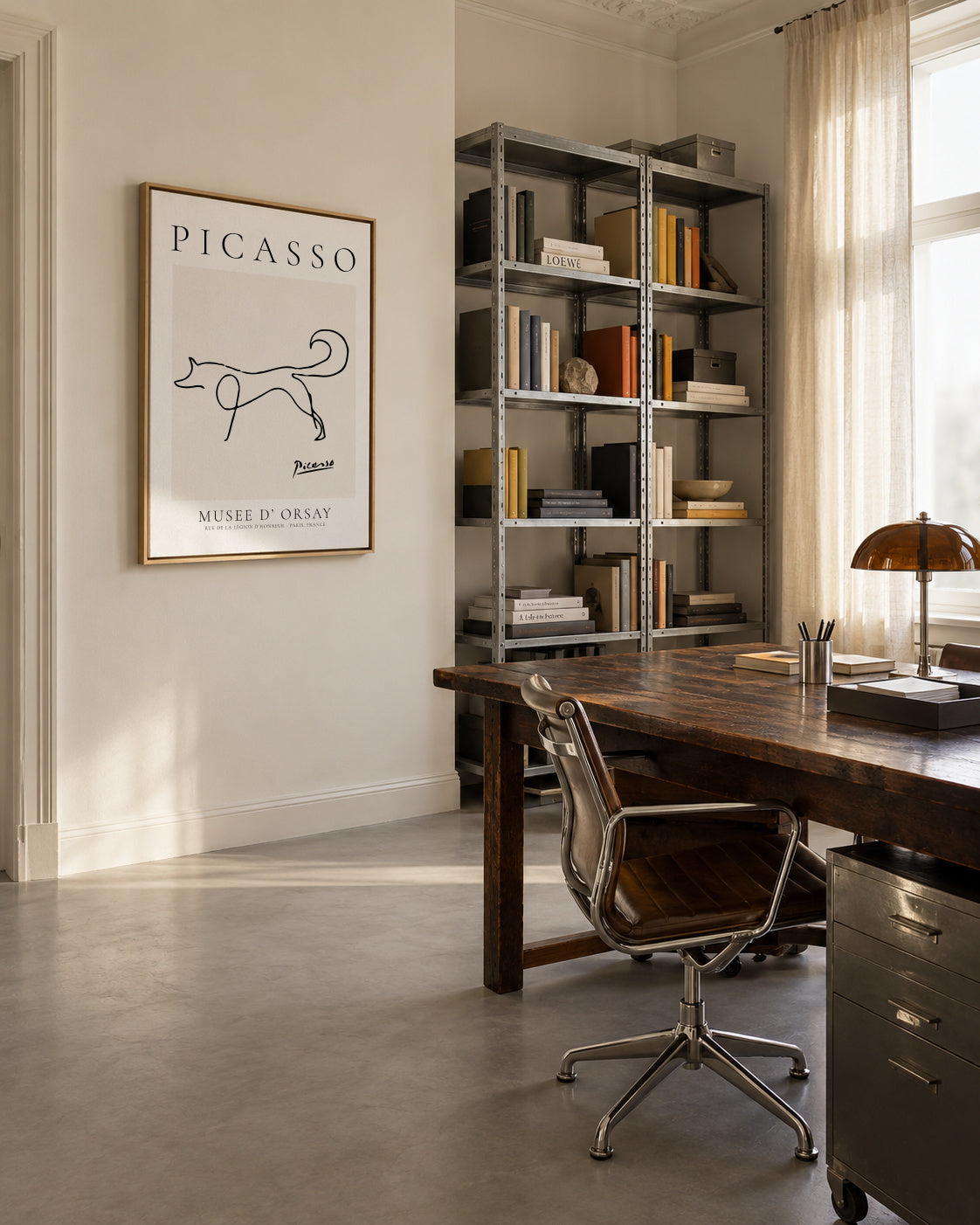 Pablo Picasso Animals Drawing Fox - Framed canvas in an interior
