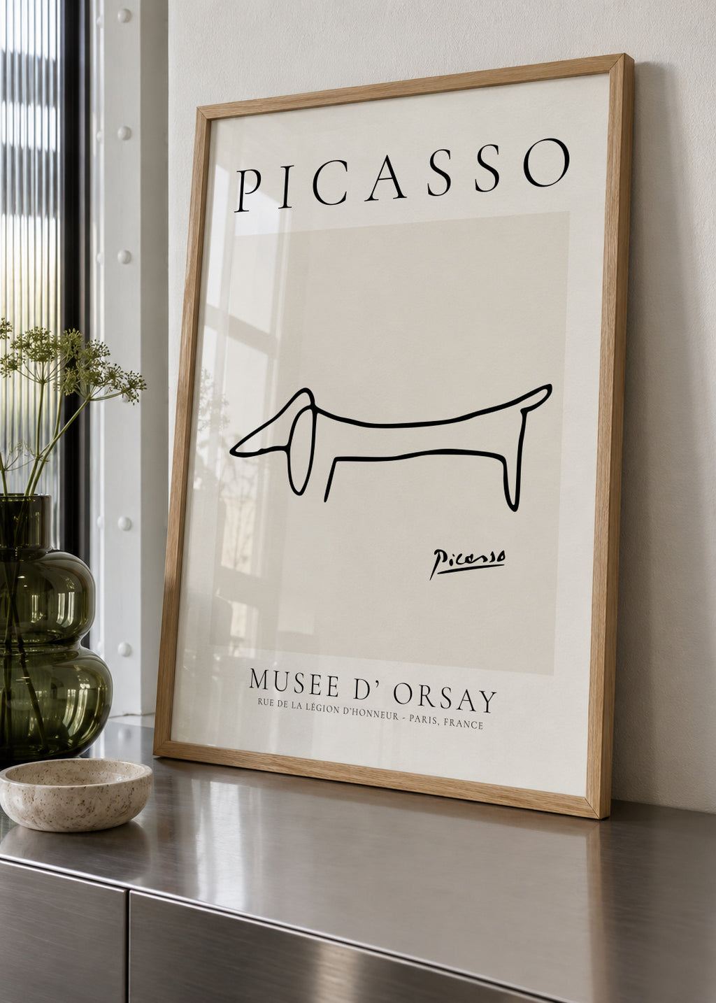 Pablo Picasso Animals Drawing Dog - Framed poster in an interior