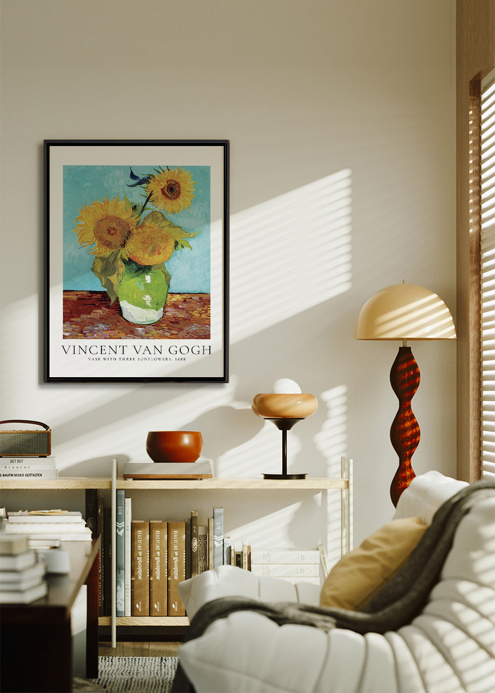 Vincent Van Gogh vase with three sunflowers