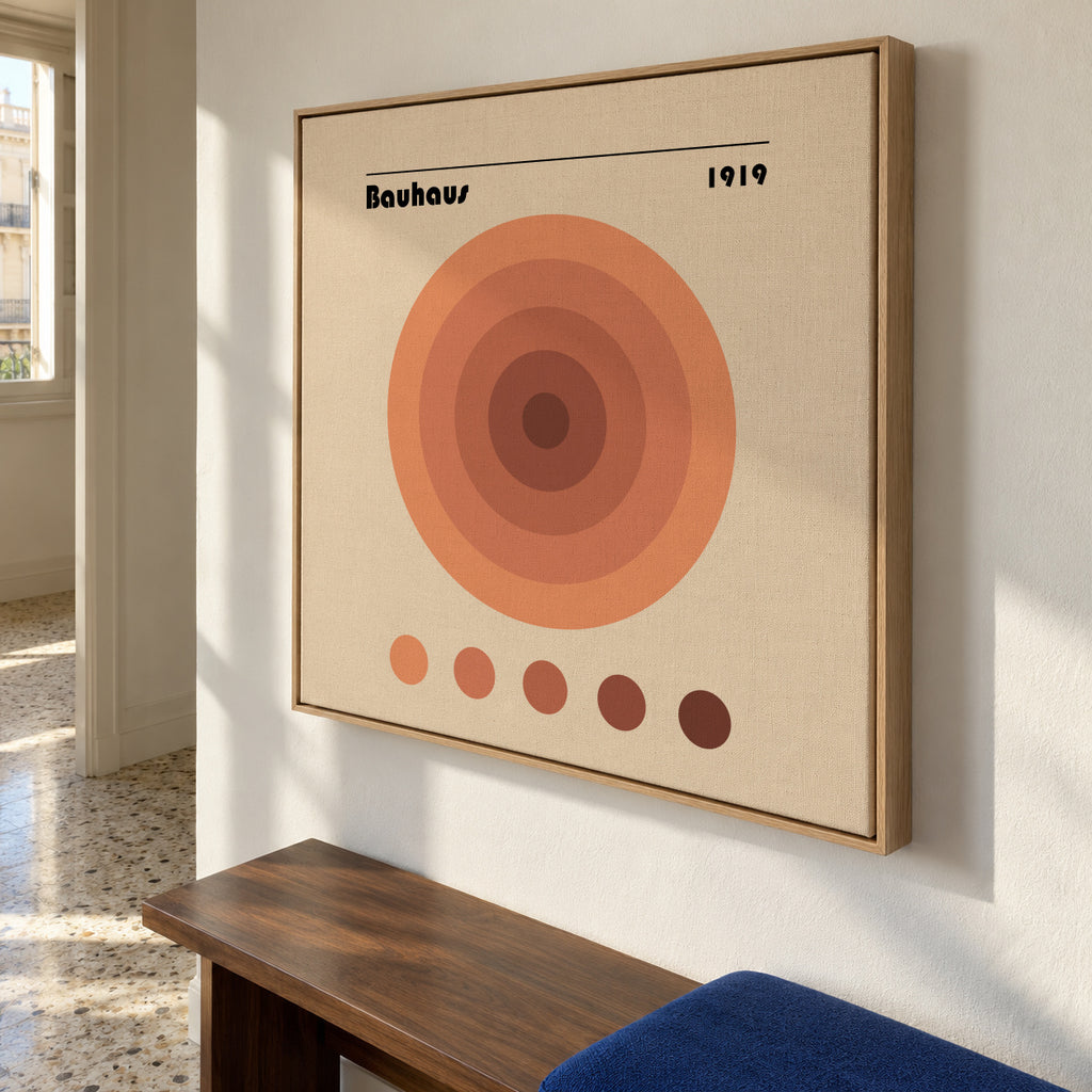 Bauhaus circles II - Framed canvas in an interior