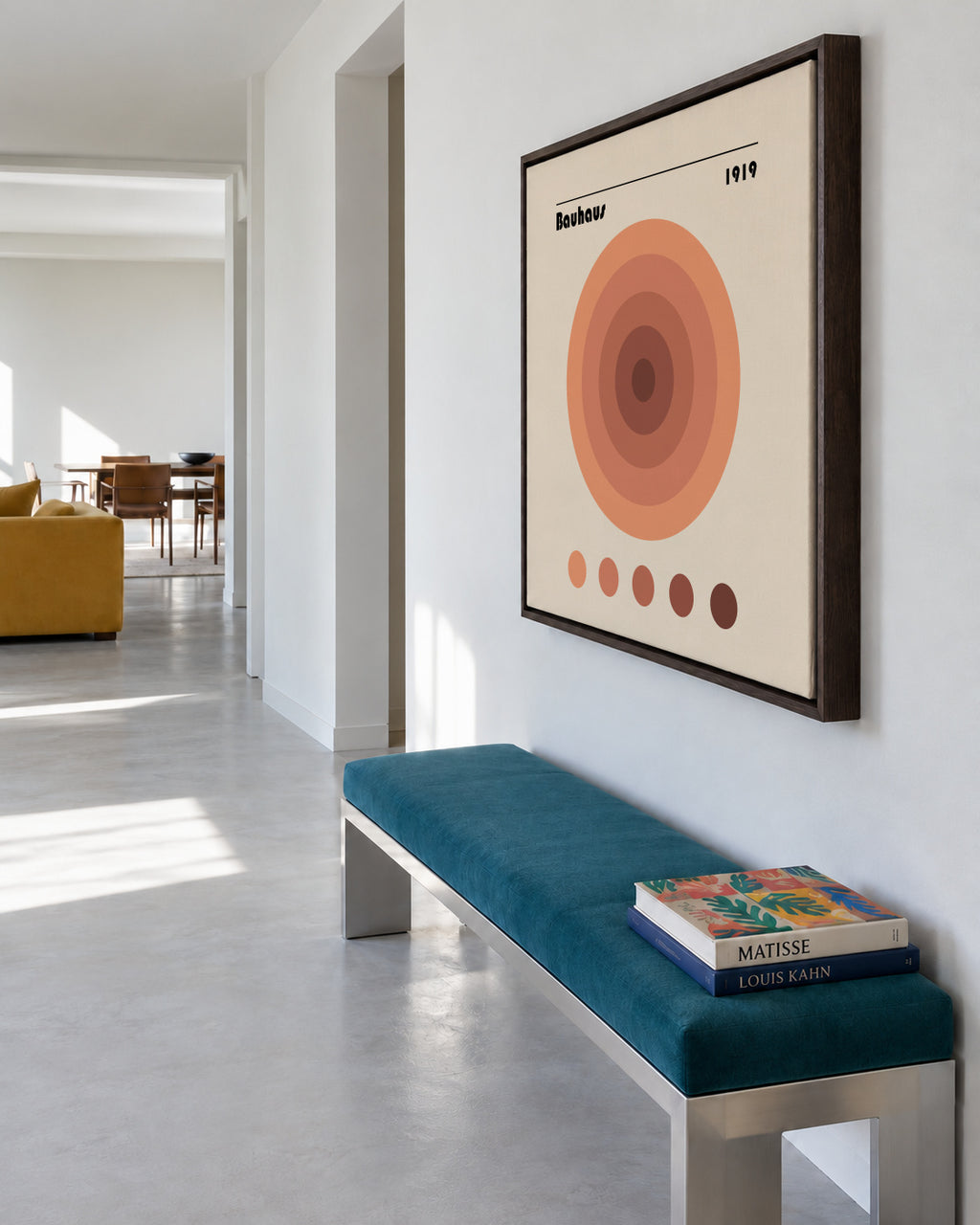 Bauhaus circles II - Framed canvas in an interior