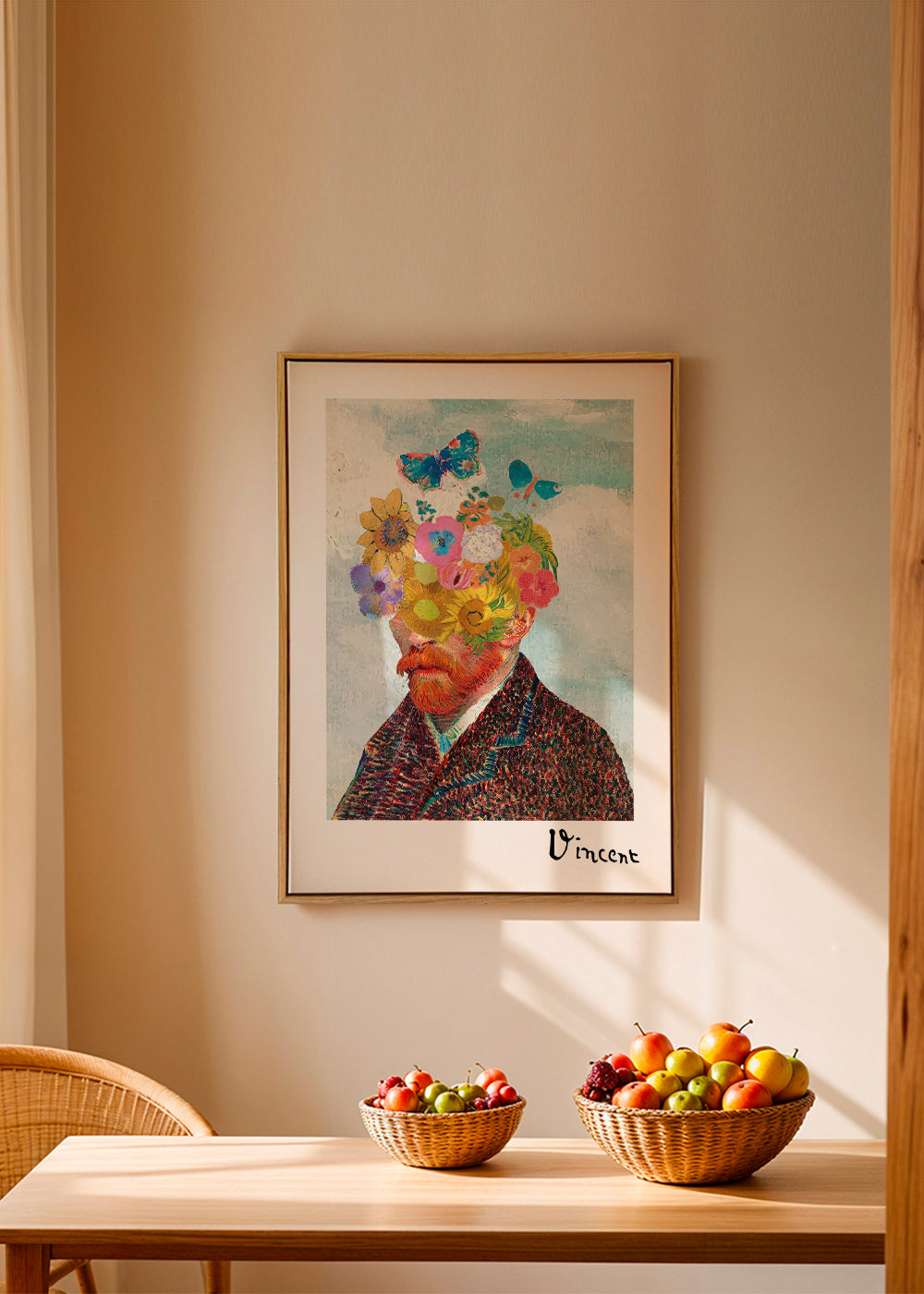 Vincent van Gogh inspired self-portrait & flower remixed