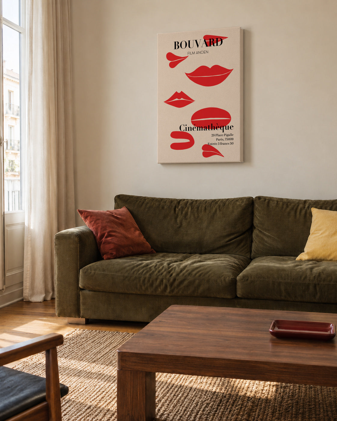 Bouvard Cinémathéque 1969 Film Poster - Unframed canvas in an interior