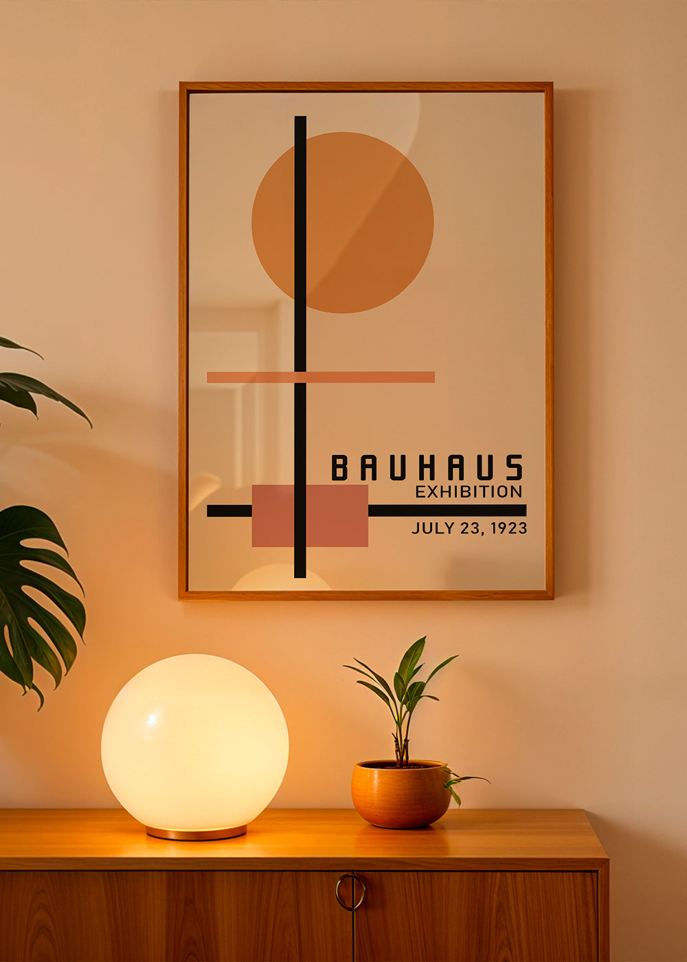 Geometric poster Bauhaus with circular sun and axes | Wall art