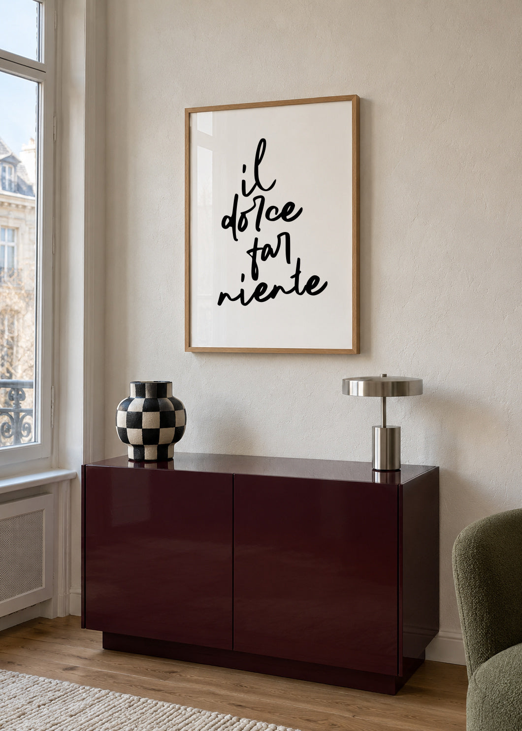 Il dolce far niente Poster - Framed poster in an interior