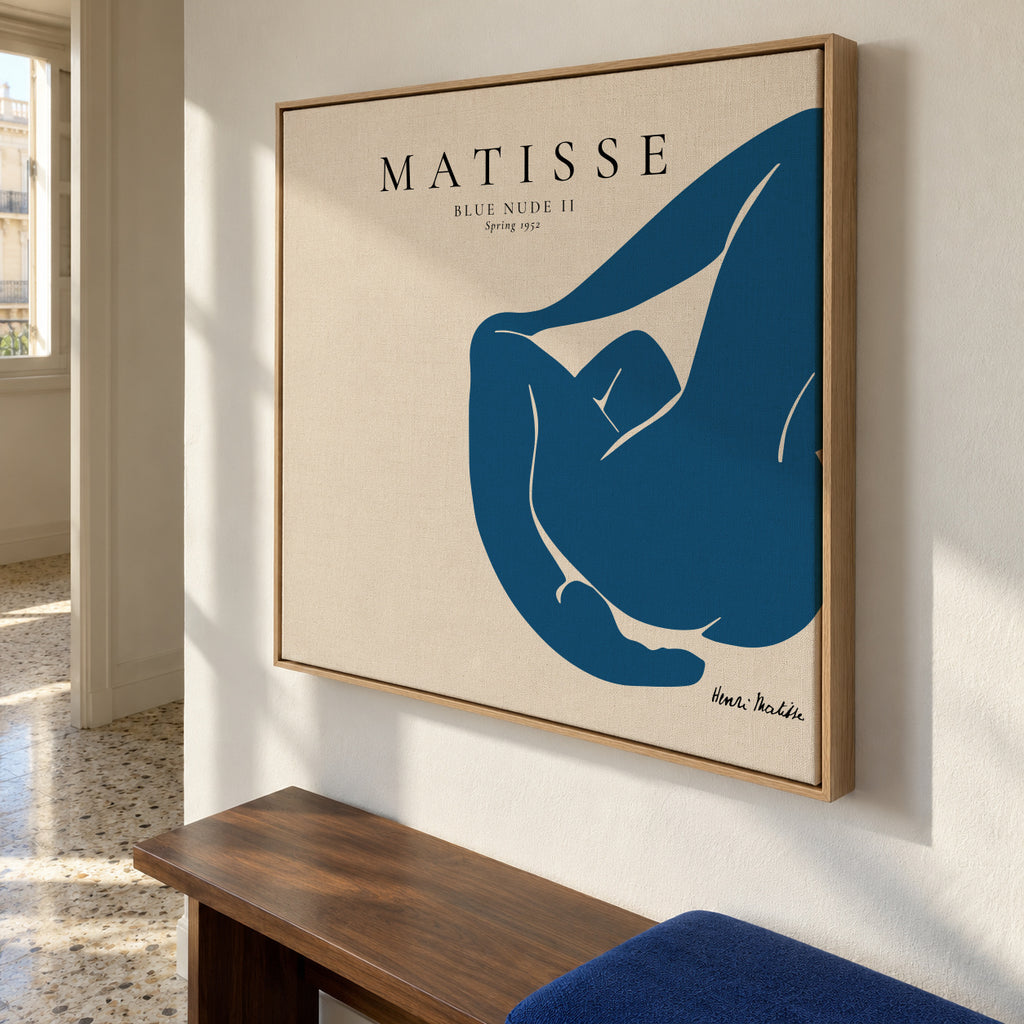Henri Matisse Blue Nude II, spring 1952 - Square - Framed canvas in an interior