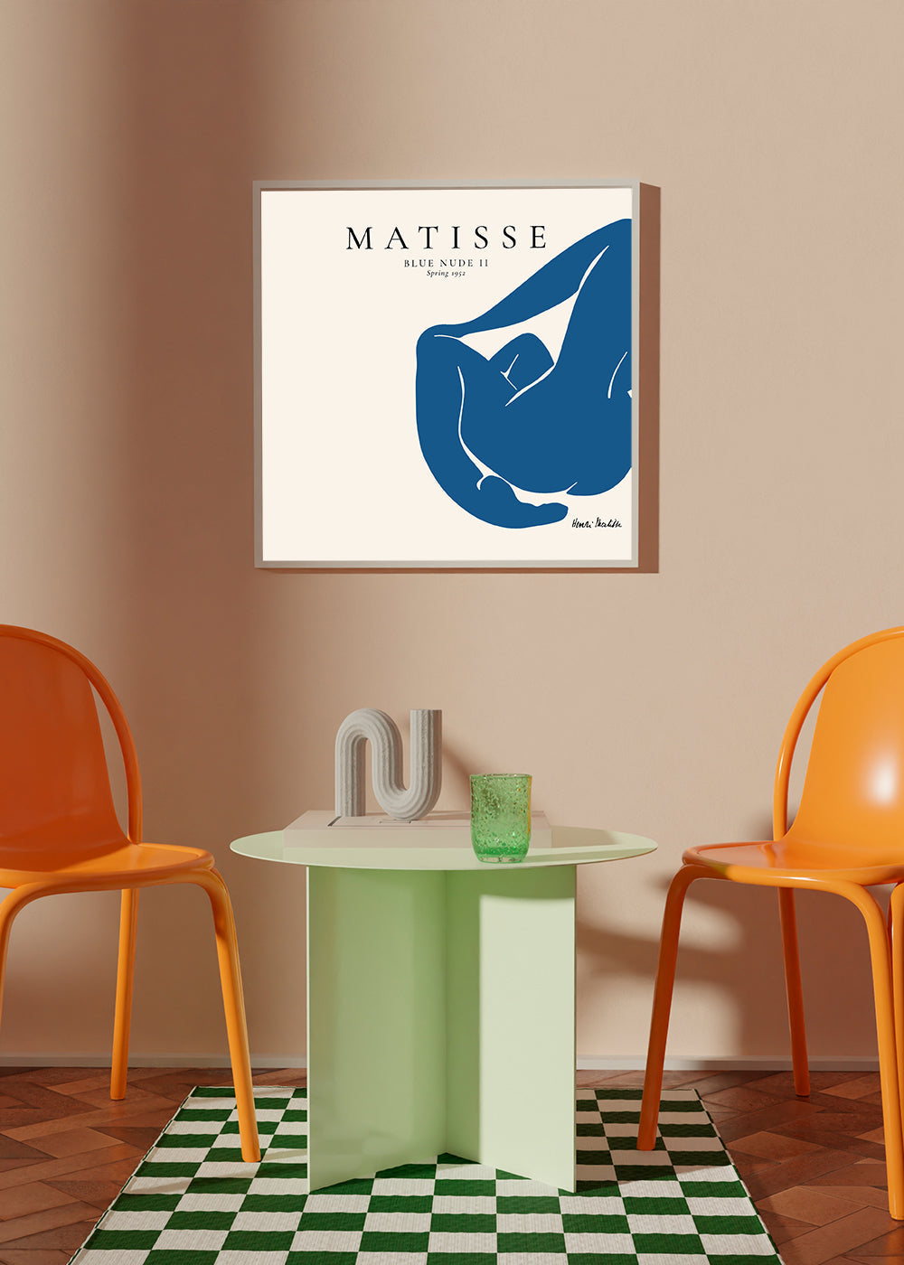 Blue Nude II illustration with minimal figure | Wall art, framed