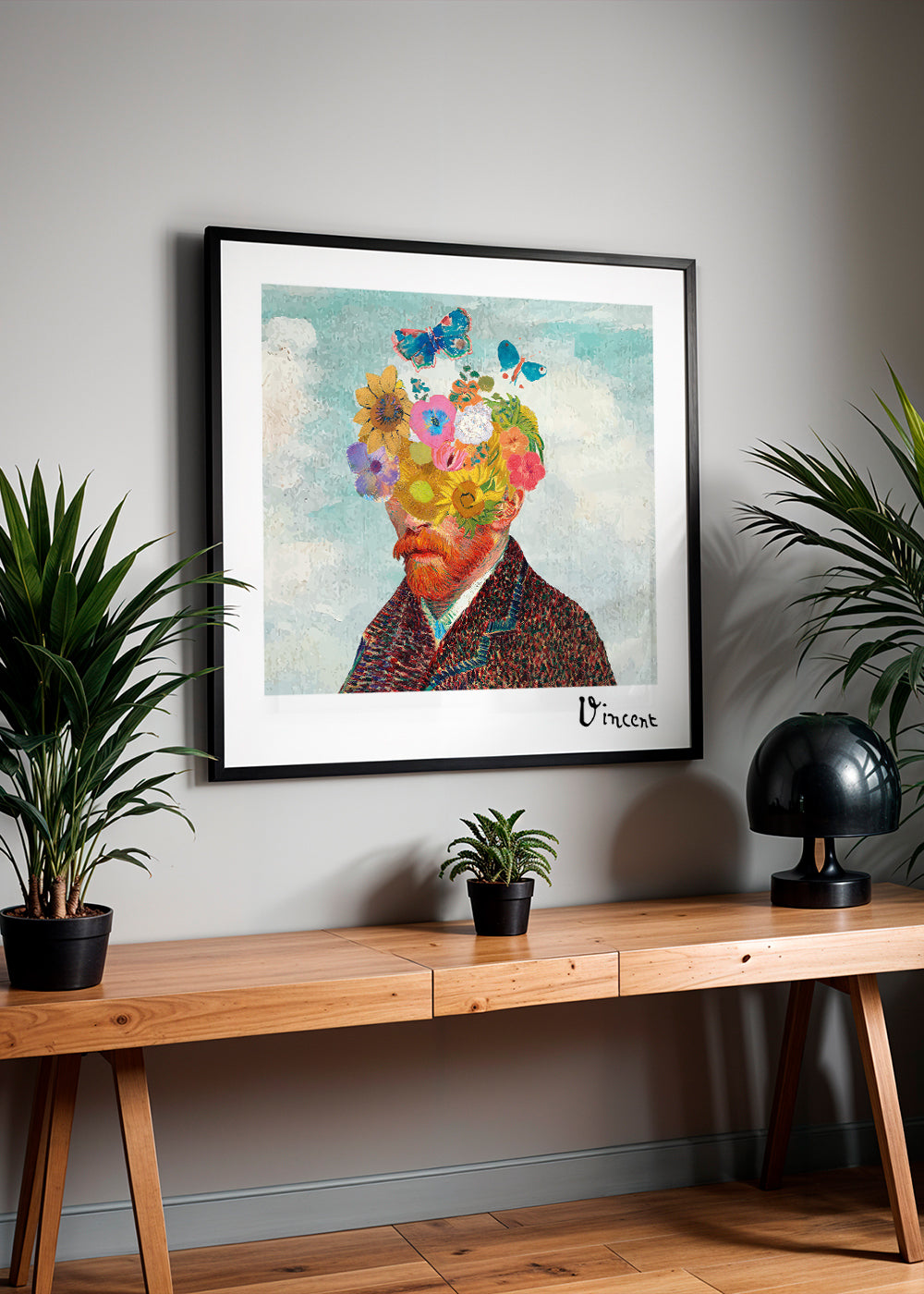 Vincent van Gogh inspired self-portrait & flower remixed - Square