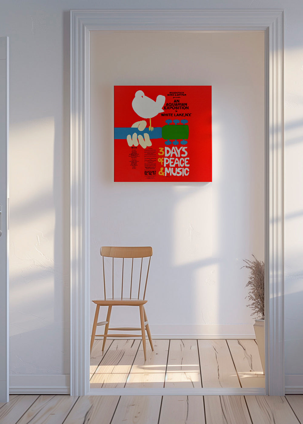 Woodstock 1969 Poster -  3 days of peace & music - Square