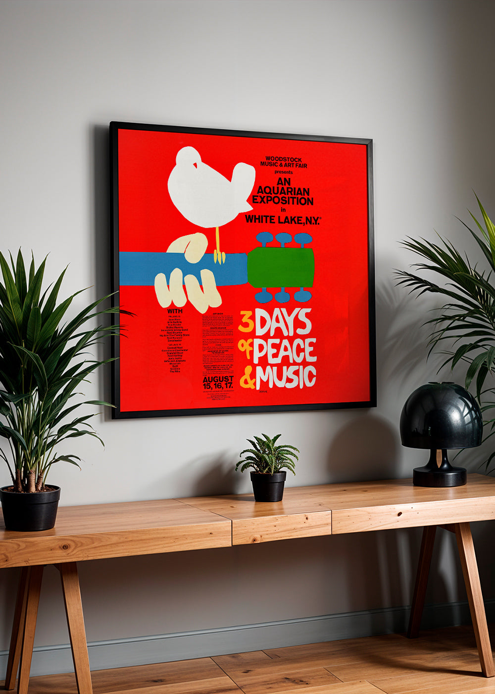 Woodstock 1969 Poster -  3 days of peace & music - Square