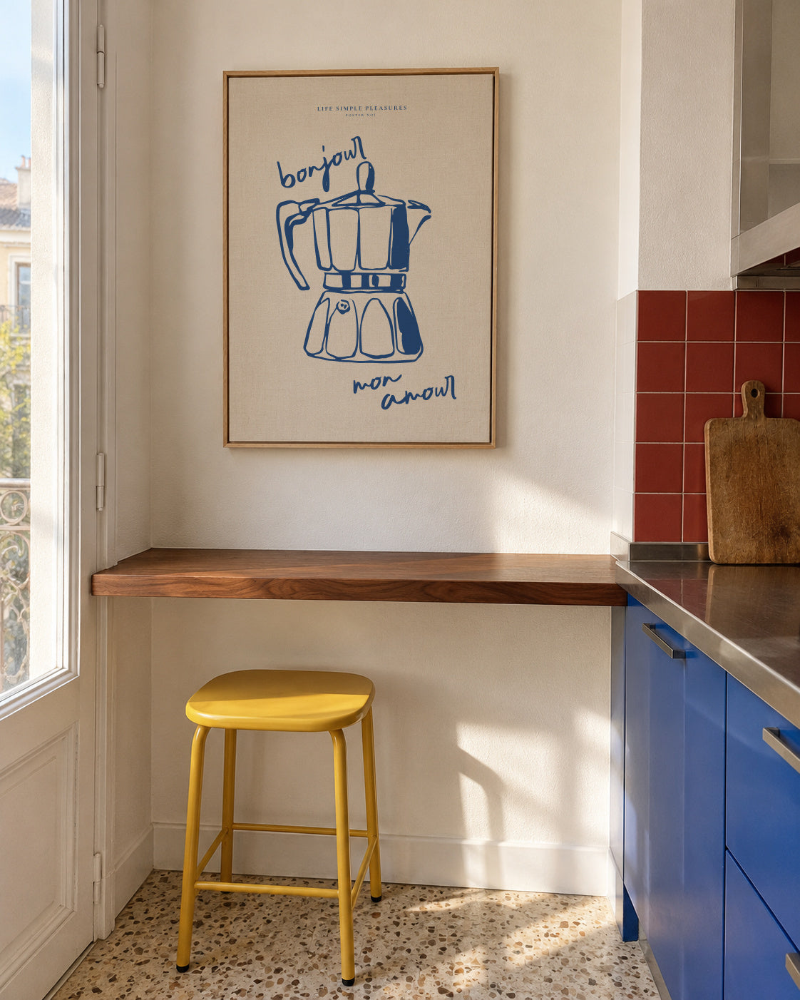 Life Simple simple pleasures - Bonjour mon amour - Framed canvas in an interior