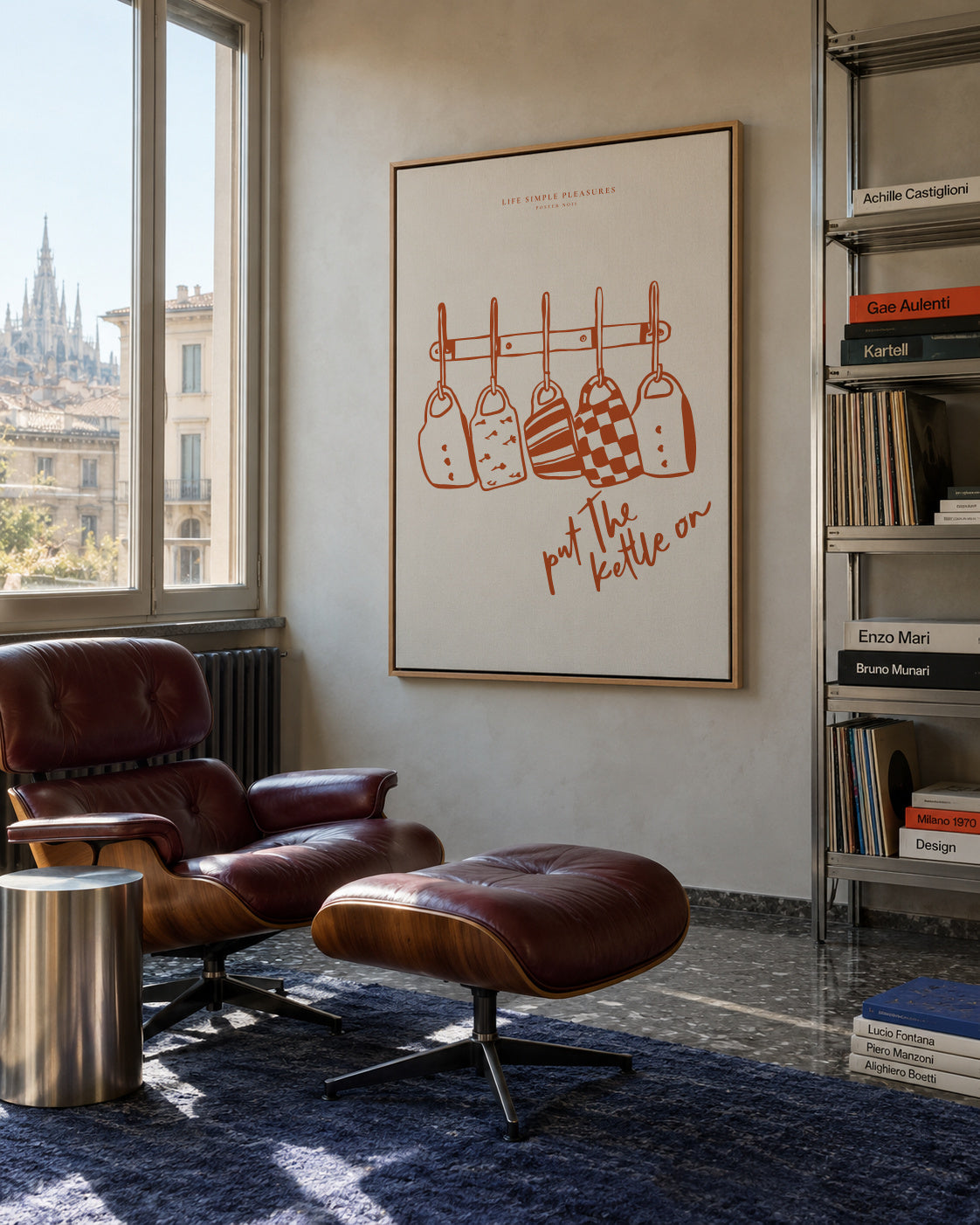 Life Simple simple pleasures - Put the kettle on - Framed canvas in an interior