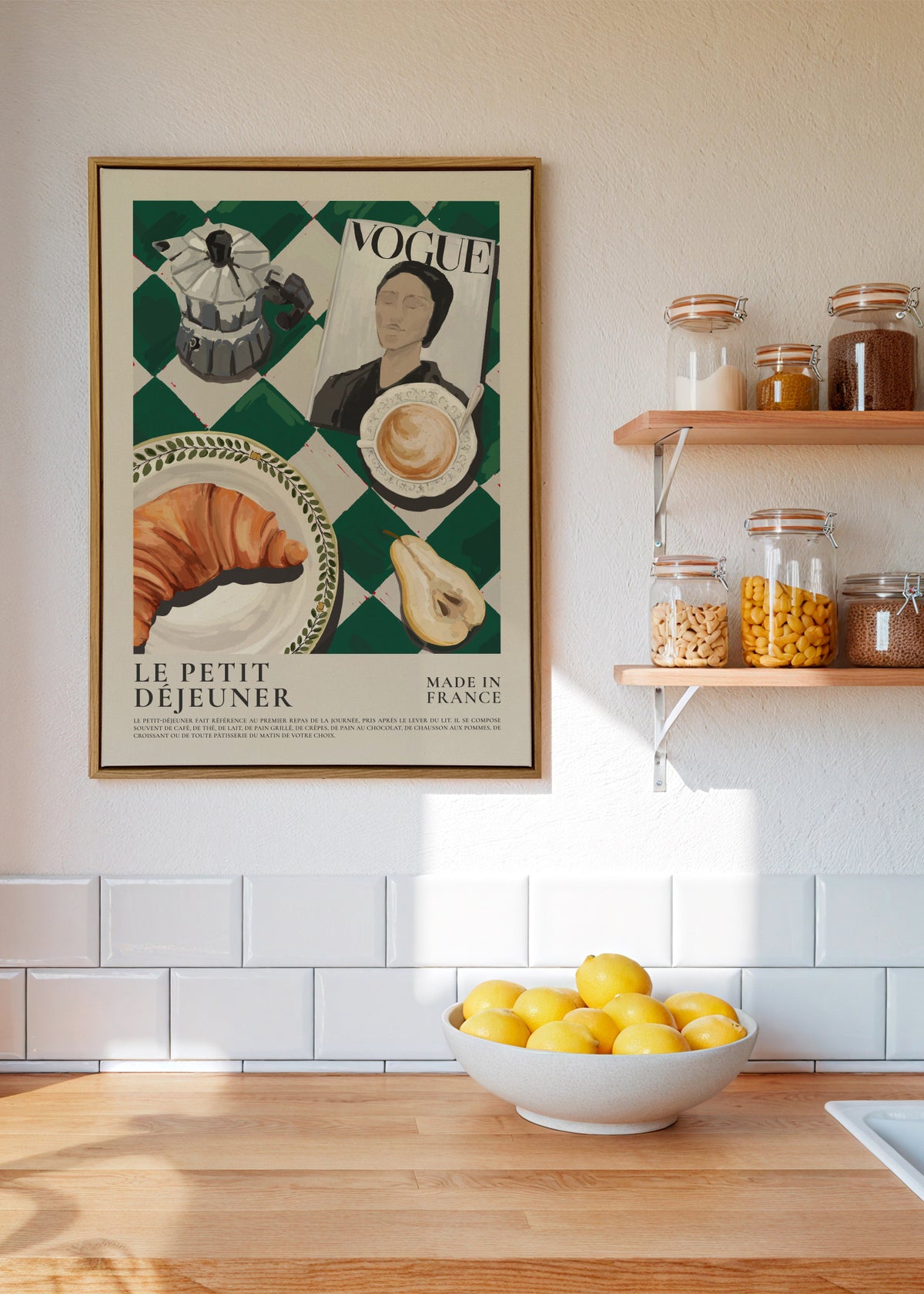 Le petit dejeuner , Made in France - Framed canvas in an interior