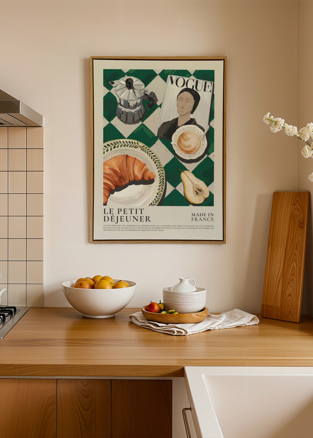 Le petit dejeuner , Made in France - Framed canvas in an interior