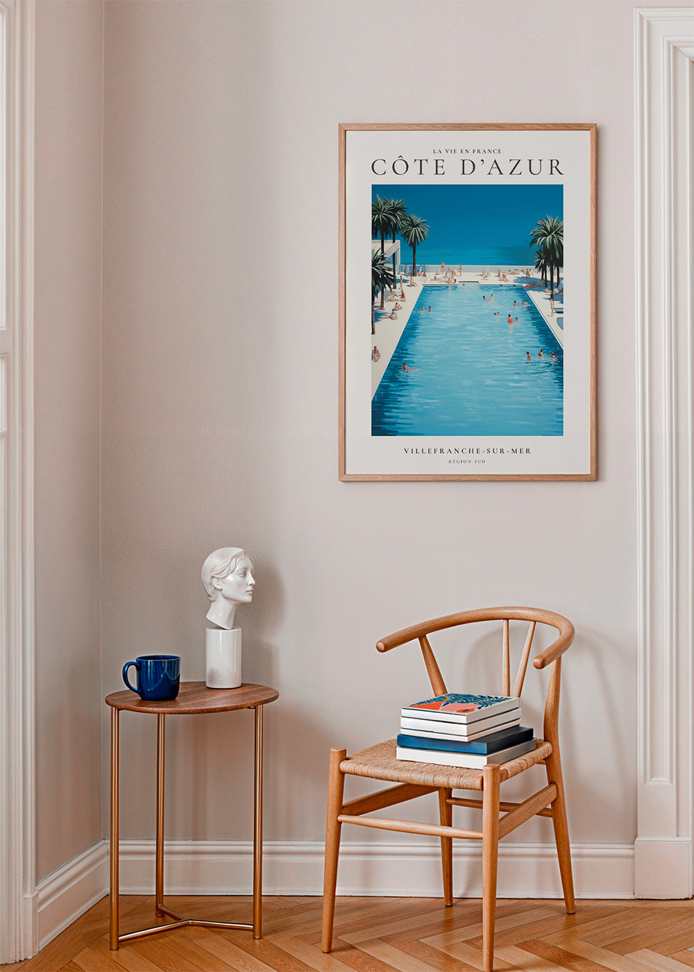 Travel poster French Riviera pool and palms | Wall art, framed