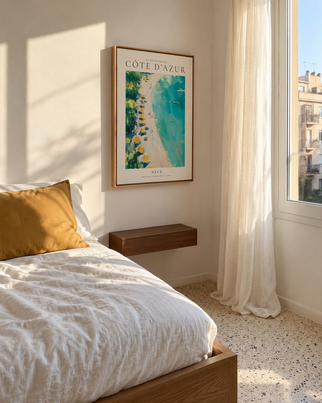 La vie en France, Nice - Framed canvas in an interior