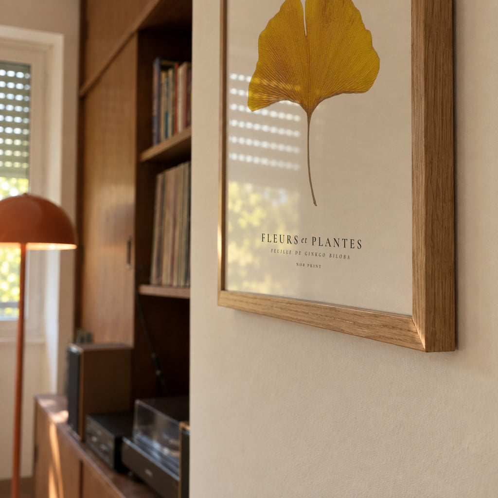 Botanical, Fleurs et plantes -Ginkgo biloba leaf - Framed poster detail