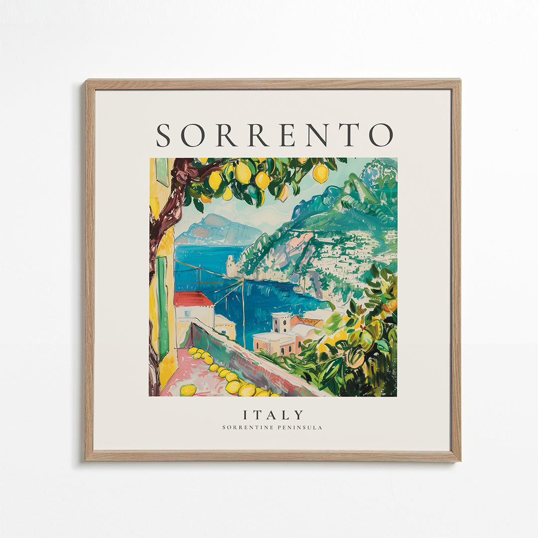 Travel poster Sorrento lemon terrace | Wall art, framed prints and
