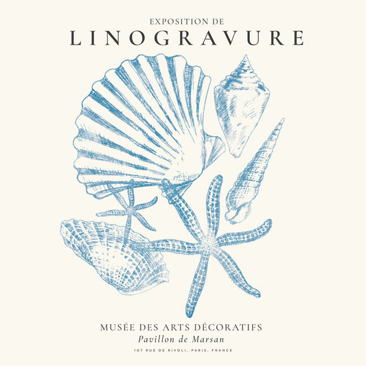 Exposition de linogravure, Sealife (la vie marine) - SQUARE