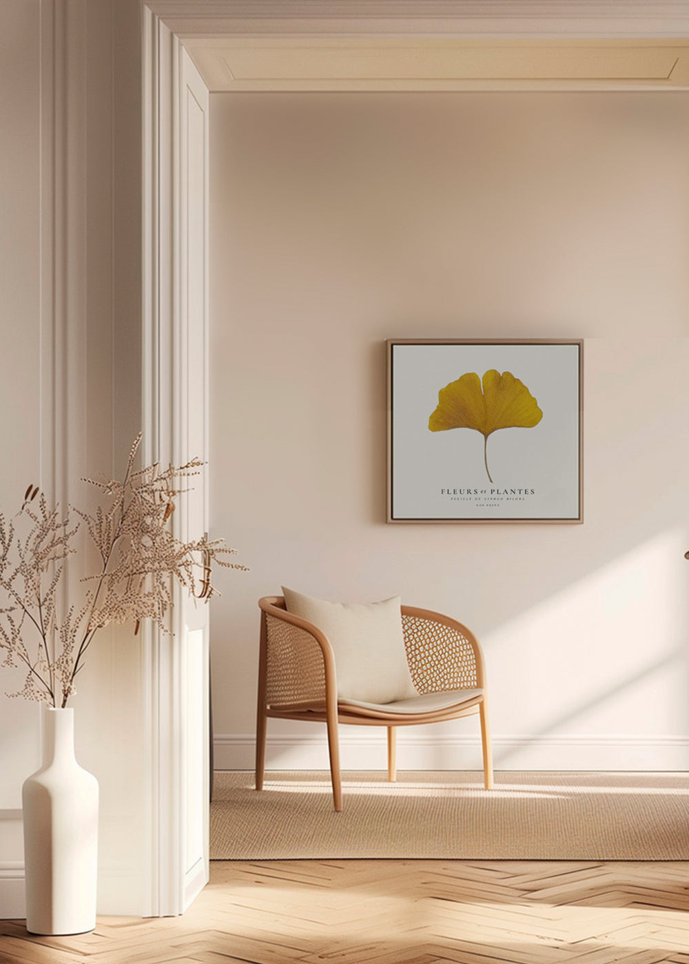Botanical, Fleurs et plantes -Ginkgo biloba leaf - SQUARE