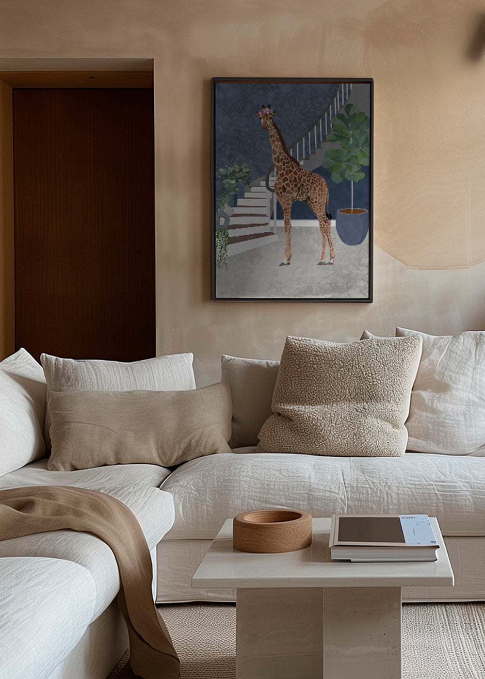 Giraffe by the stairs