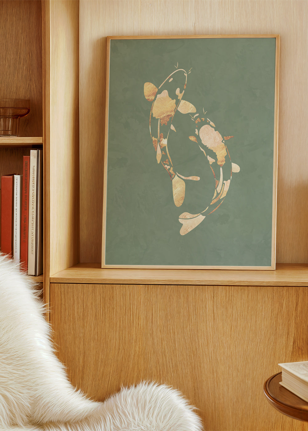 Gold Koi Fish sage green 1