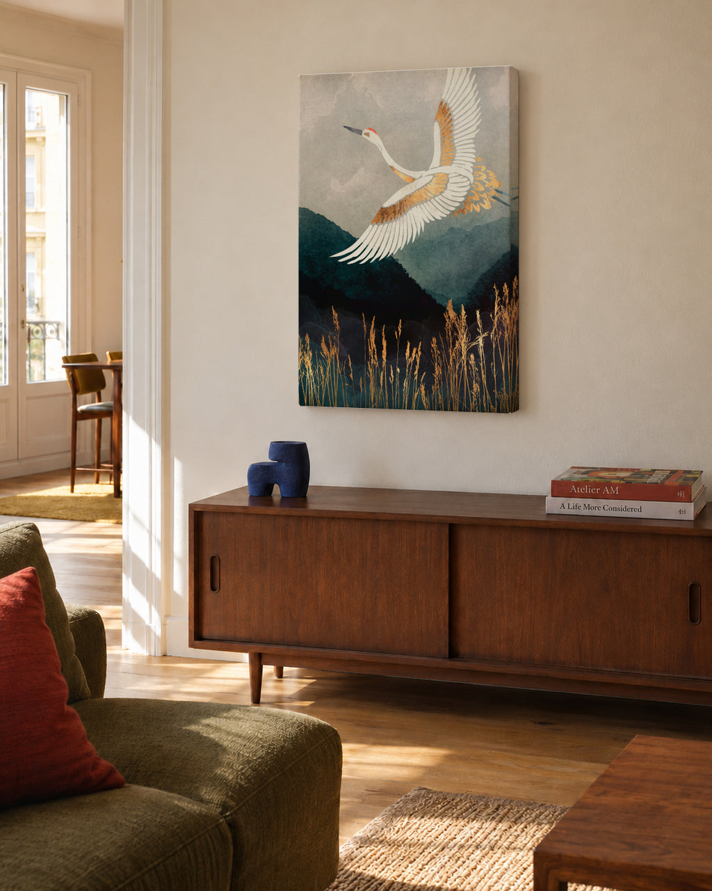 Elegant Flight - Unframed canvas in an interior