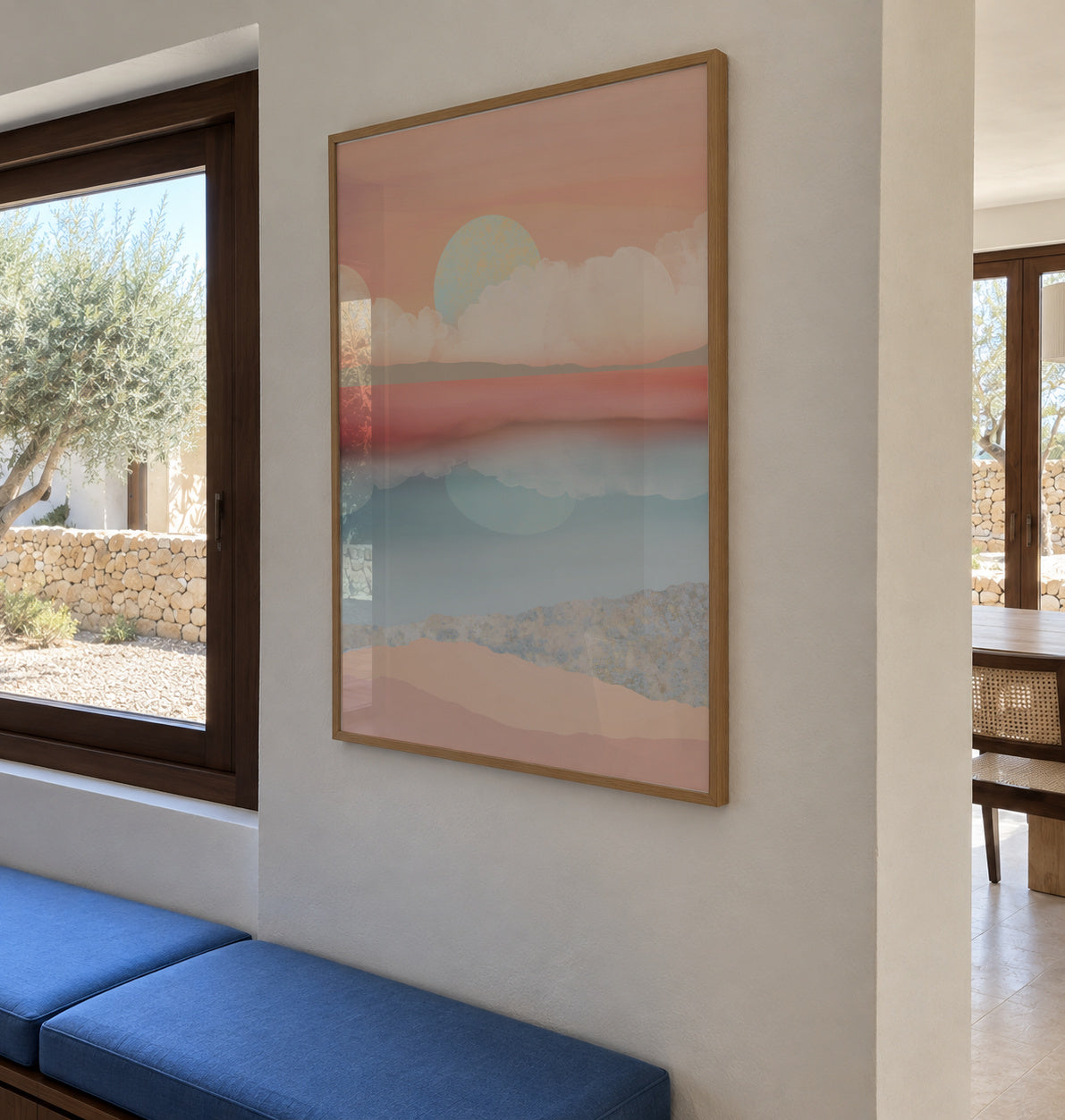Mint Moon Beach - Framed poster in an interior