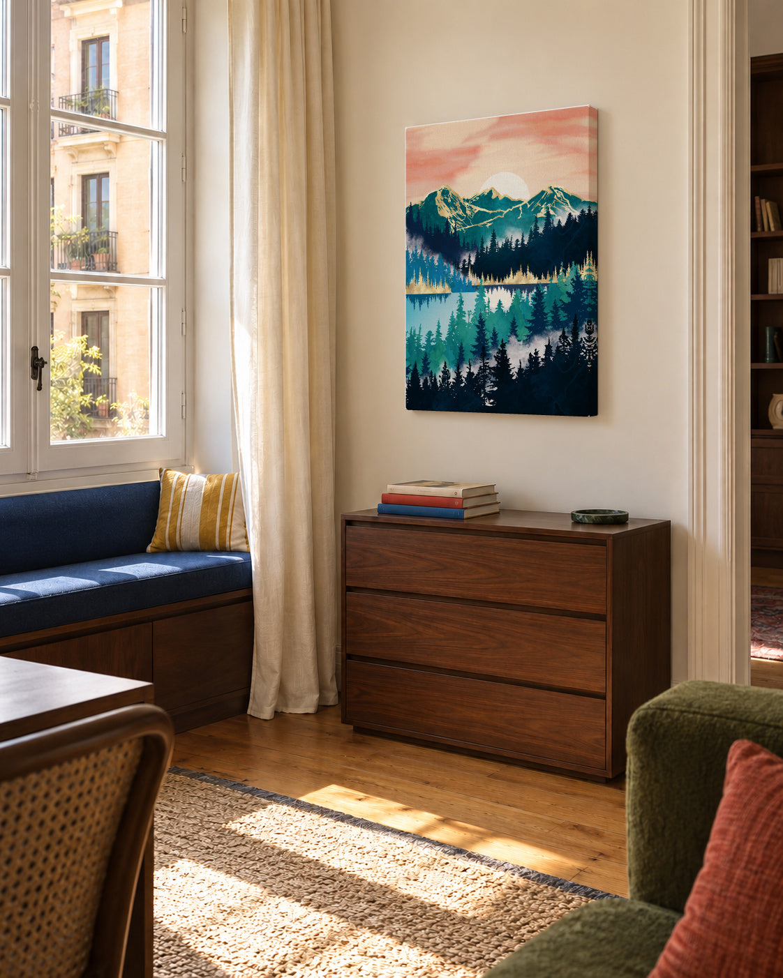 Lake Mist - Unframed canvas in an interior