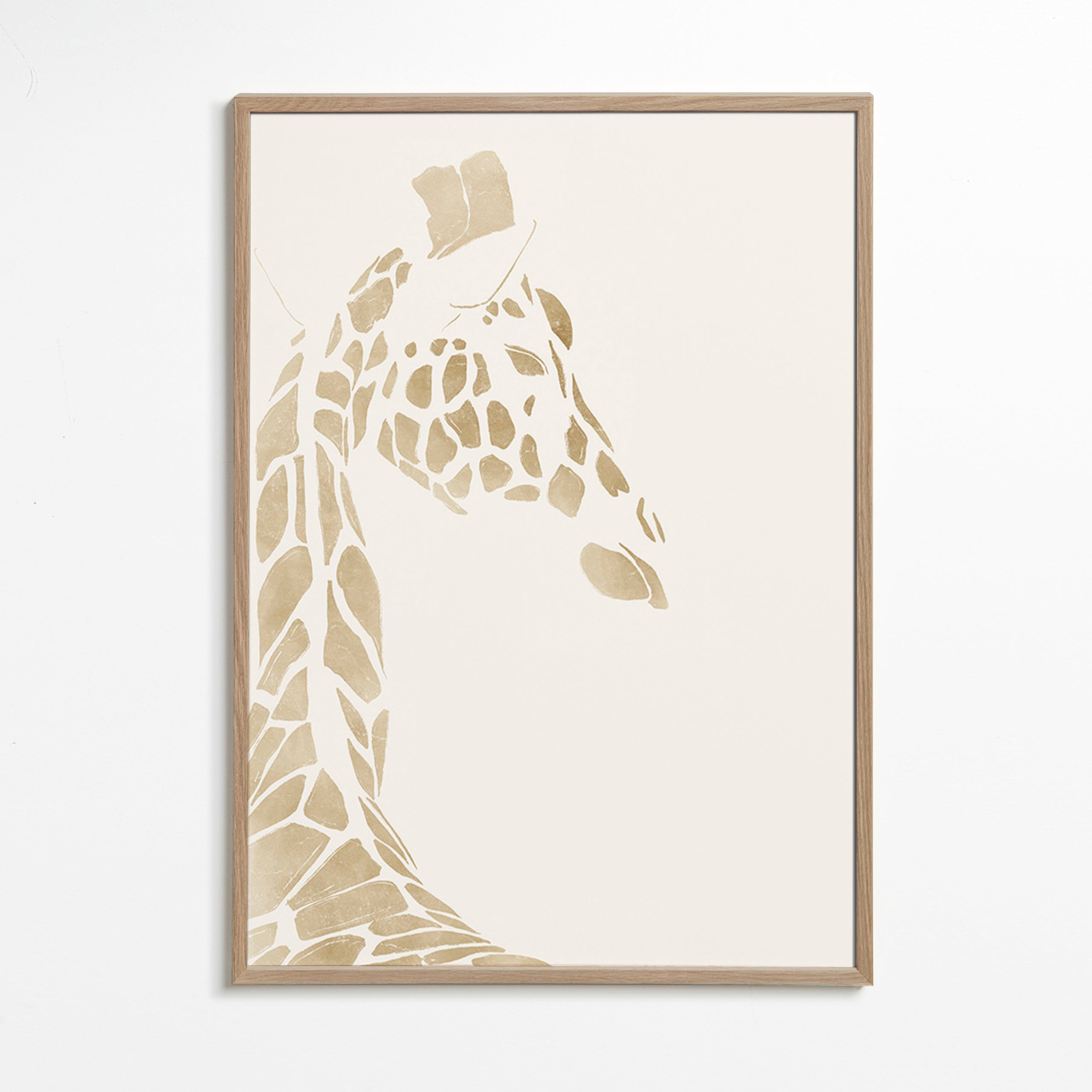 Cuadro jirafa beige perfil – Oak Frame