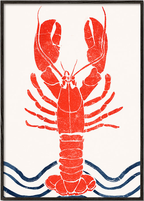 Cuadro de cocina: langosta roja estilo grabado – Black Frame