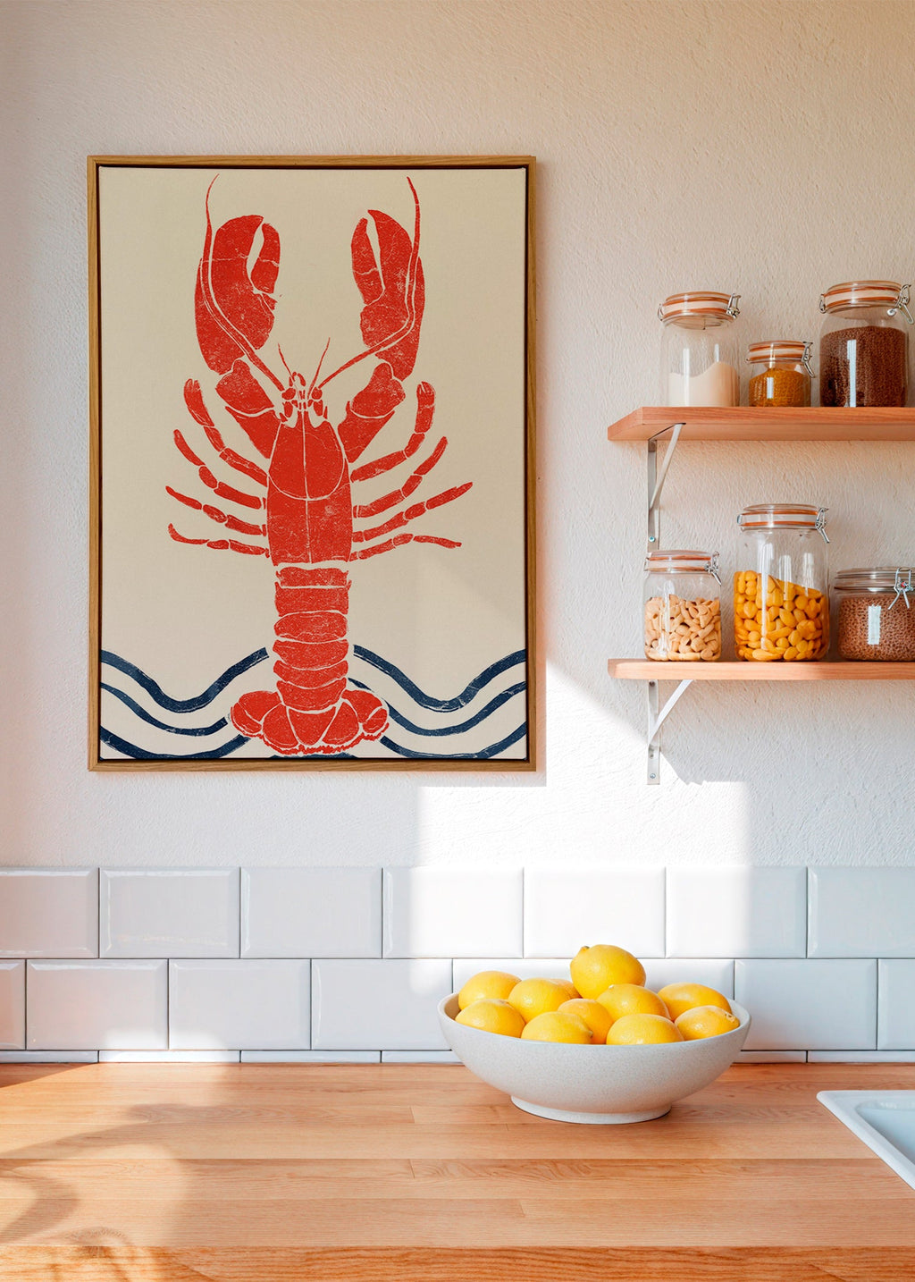 Cuadro de cocina: langosta roja estilo grabado – Canvas2