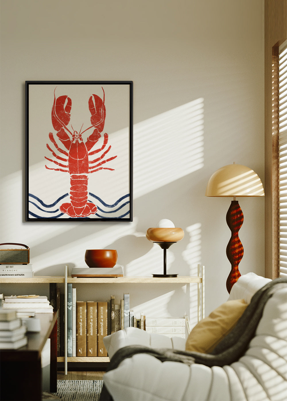 Lobster - Framed canvas in an interior