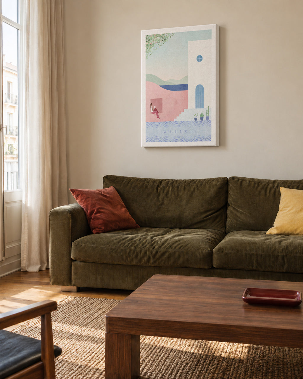 Greece - Unframed canvas in an interior