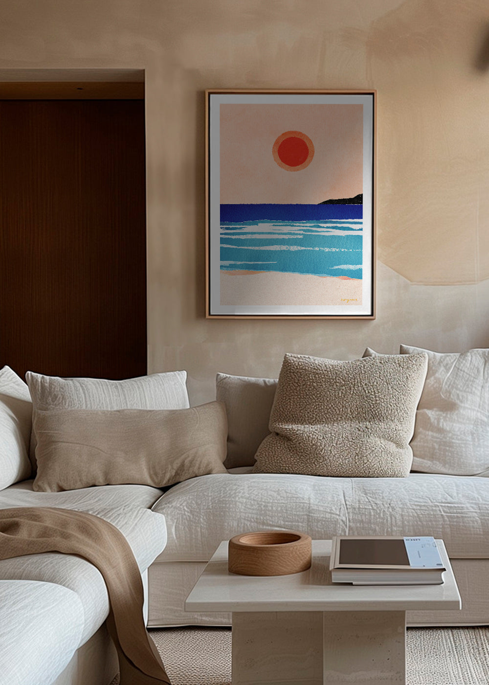 Landscape art Ocean sunset- minimalist painting