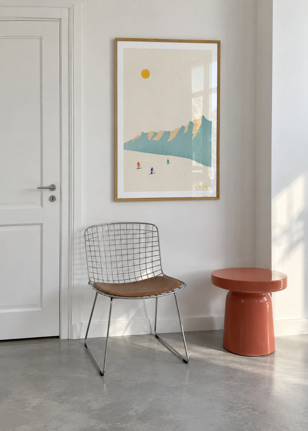 Happy skiers - Framed poster in an interior