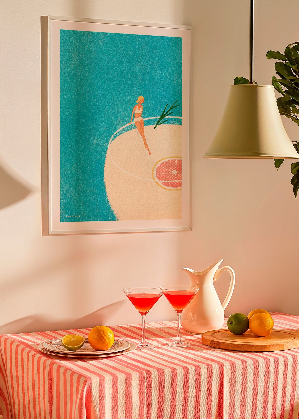 Cuadro de cocina con Gin Tonic ilustrado y figura sentada – Product2