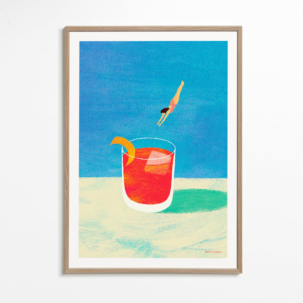 Cuadro de cocina Negroni con buceadora – Oak Frame