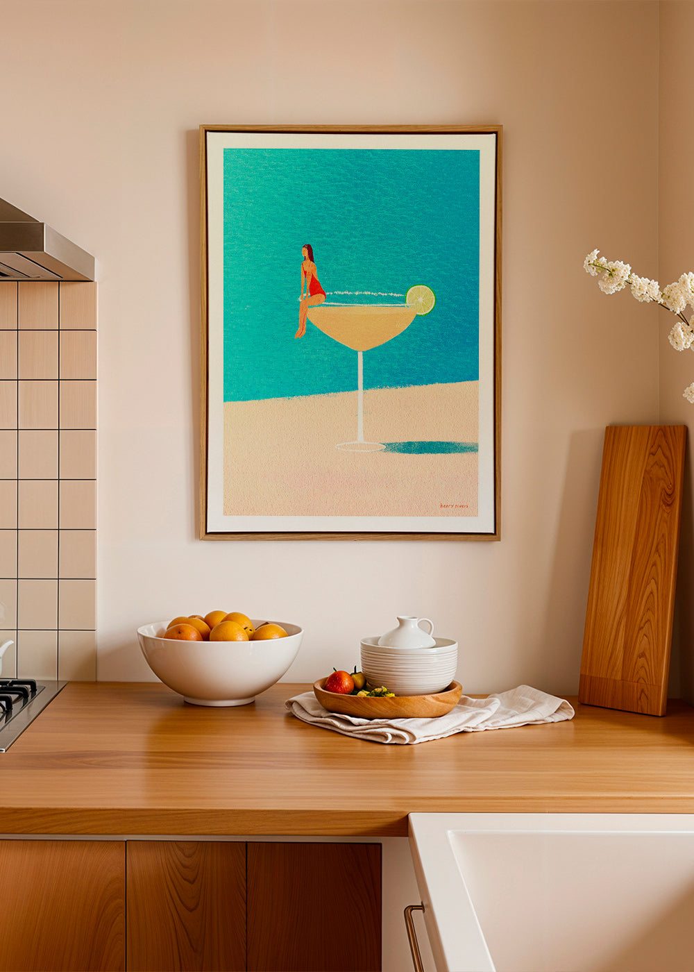 Cuadro de cocina Margarita en copa y playa – Canvas1