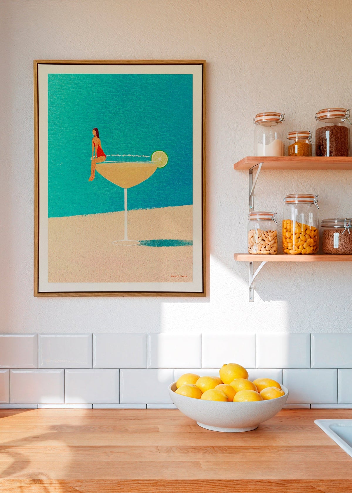 Cuadro de cocina Margarita en copa y playa – Canvas2