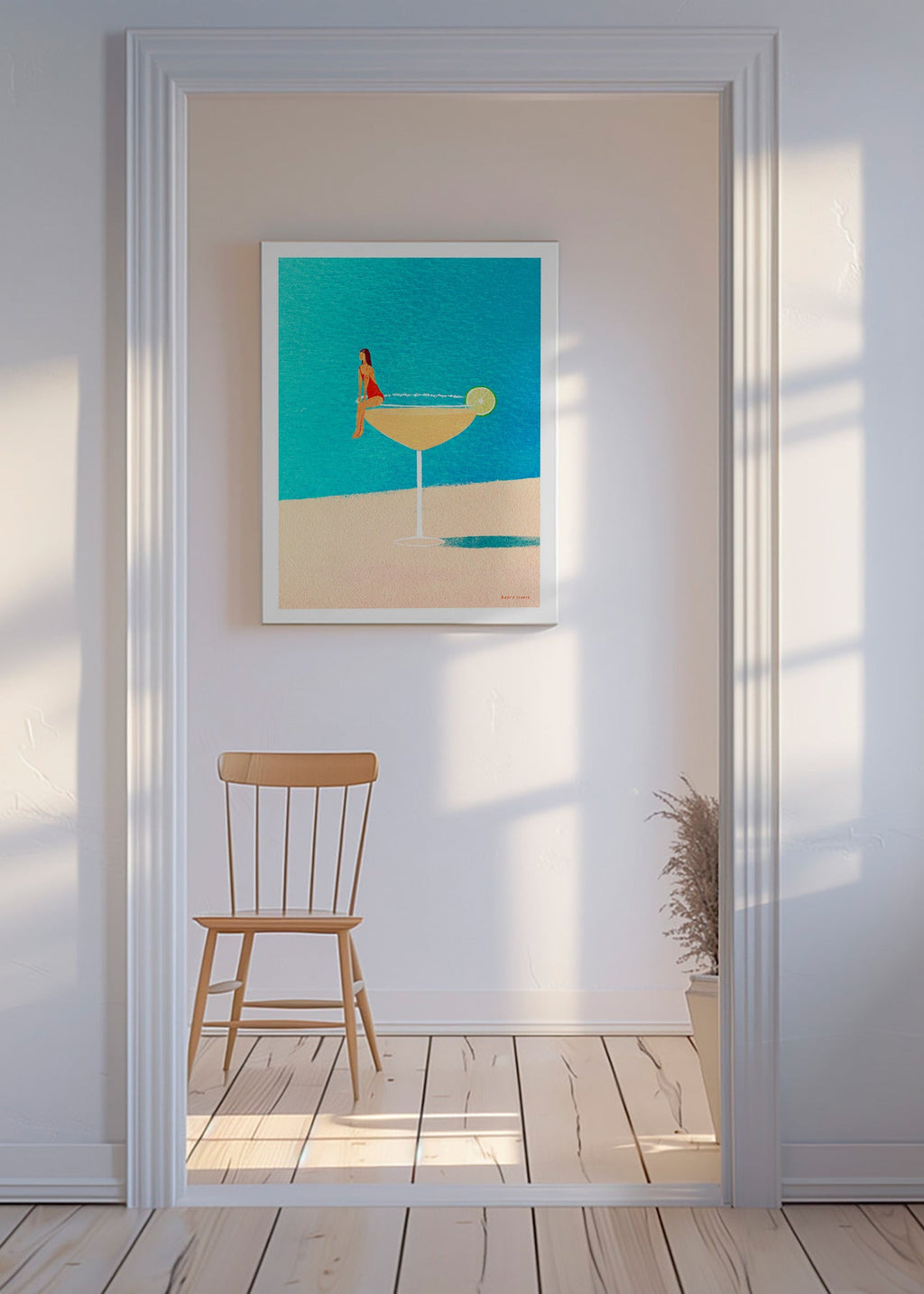 Cuadro de cocina Margarita en copa y playa – Canvas