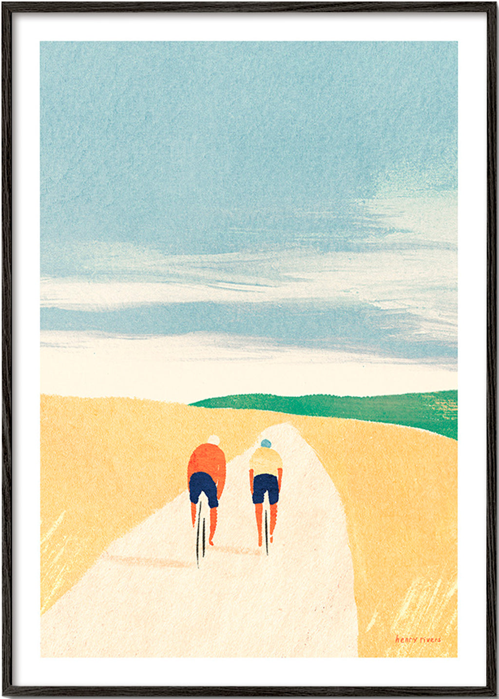Cuadro deportivo con dos ciclistas en ruta – Black Frame