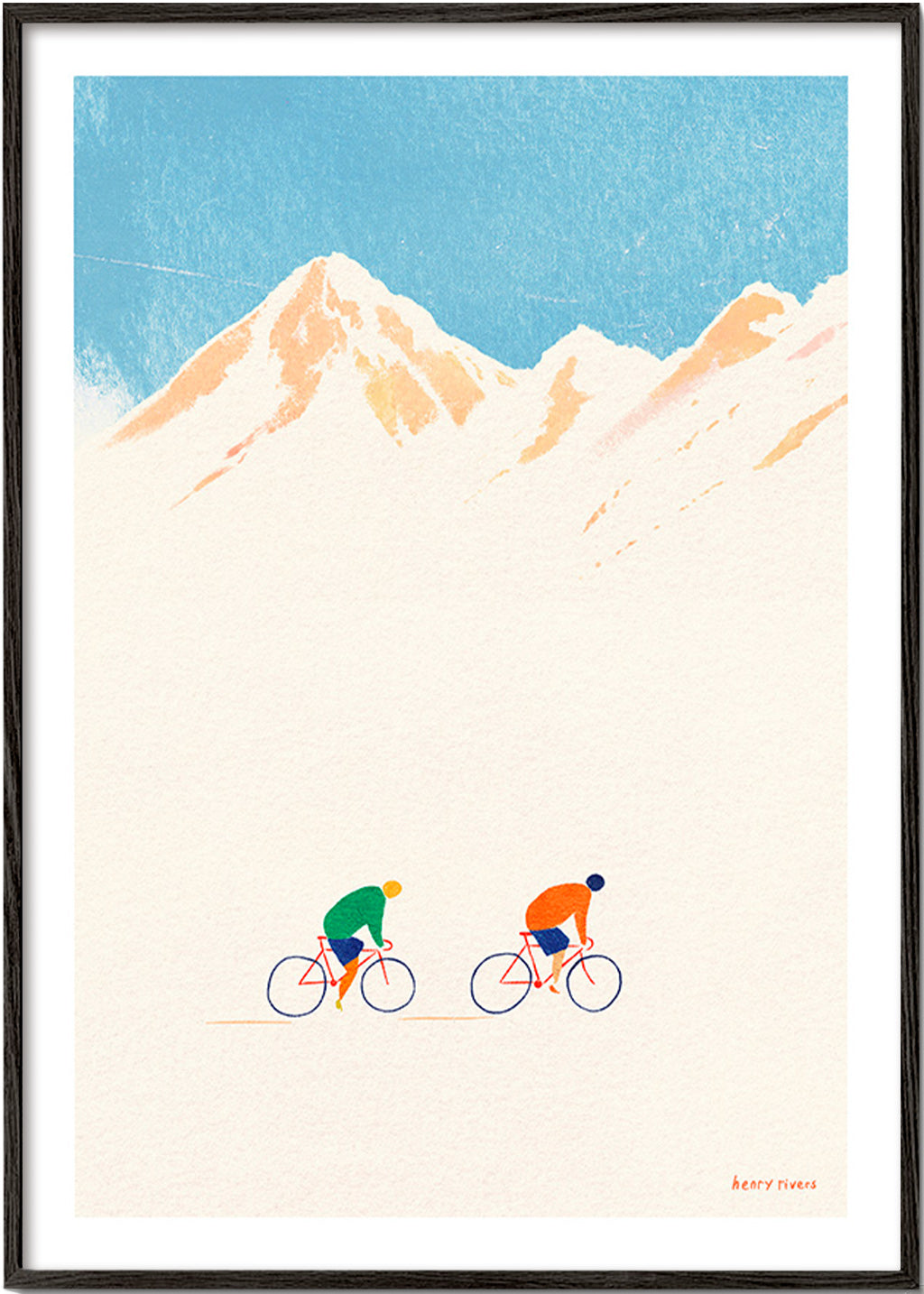 Cuadro deportivo con ciclistas en montaña – Black Frame