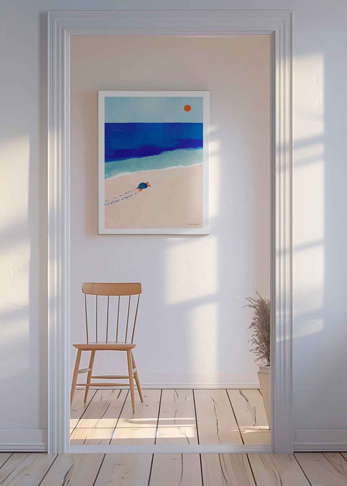 Ilustración tortuga en la playa – Canvas