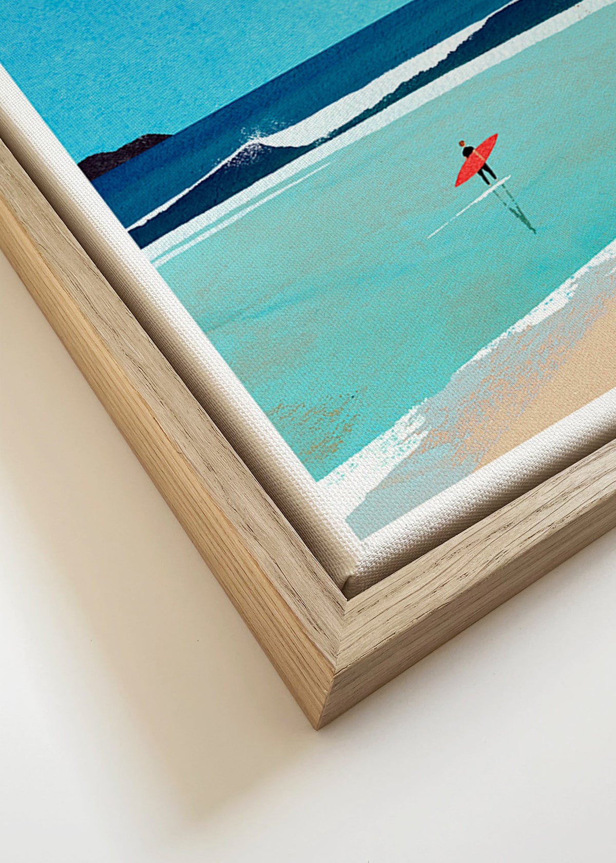 Cuadro deportivo: surfista en la orilla – Canvas detail
